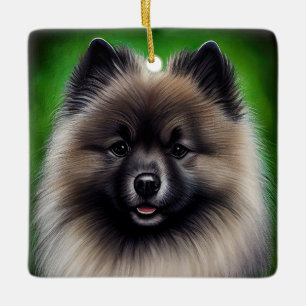 Ornement En Céramique Keeshond Dog en tenue de jour St. Patrick