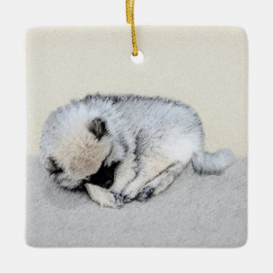 Ornement En Céramique Keeshond Sleeping Puppy Peinture Chien Art origina