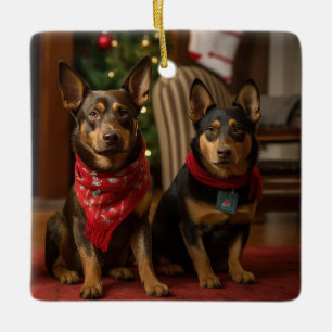 Ornement En Céramique Kelpie australien au coin de la cheminée de Noël
