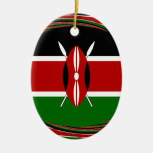 Ornement En Céramique Kenya Drapeau Art - Patriotique & Design Moderne