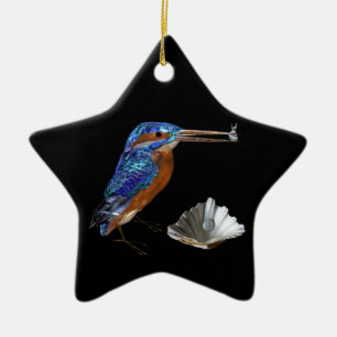 ORNEMENT EN CÉRAMIQUE KINGFISHER, SEASHELLS BLUE SAPPHIRE STAR MONOGRAMM