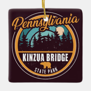 Ornement En Céramique Kinzua Bridge State Park Pennsylvania Retro Badge