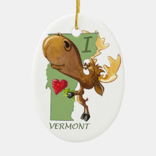 Ornement En Céramique Kirby les orignaux Vermoosin "je coeur Vermont "