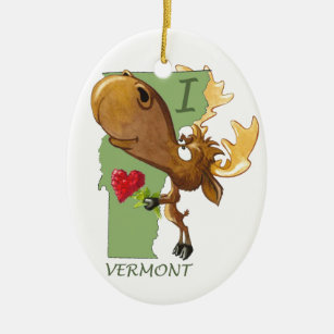 Ornement En Céramique Kirby les orignaux Vermoosin "je coeur Vermont "