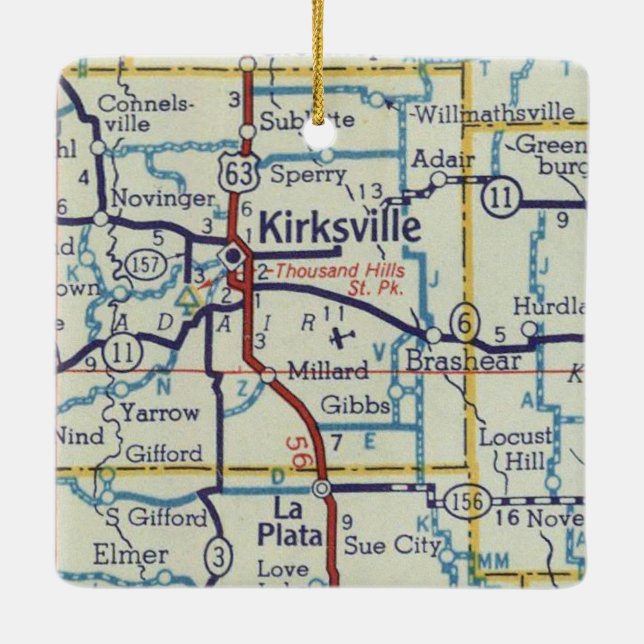 Ornement En Céramique Kirksville MO Vintage Map (Dos)
