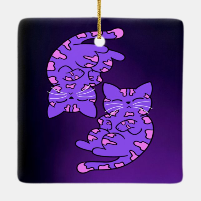 Ornement En Céramique Kittens de gemini violet (Dos)