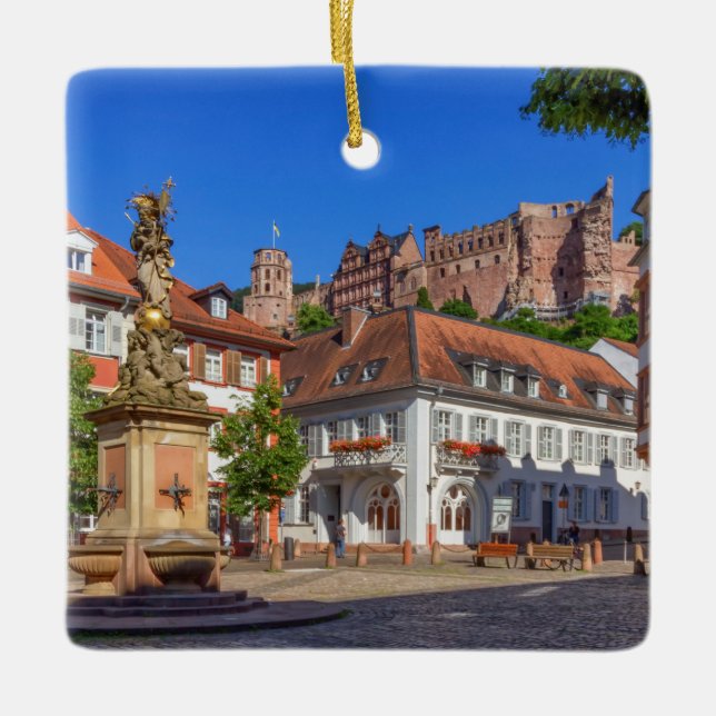 Ornement En Céramique Kornmarkt carré et château en Heidelberg, Allemagn (Devant)