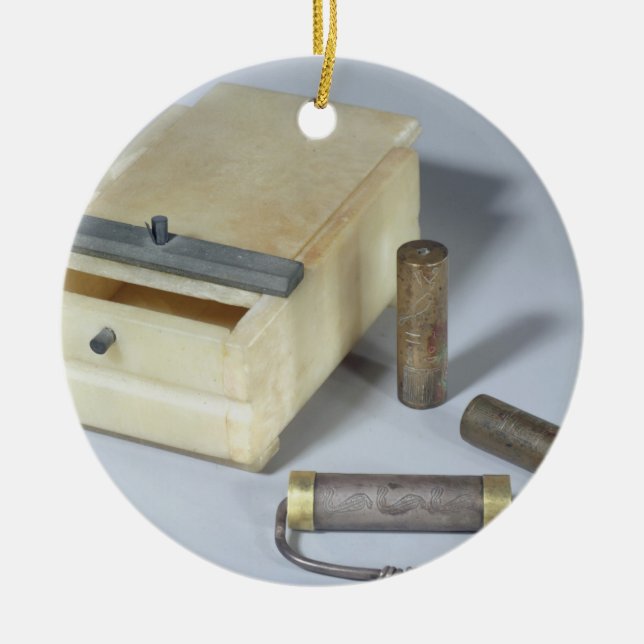 Ornement En Céramique La boîte d'albâtre et le bronze et l'argent (Devant)