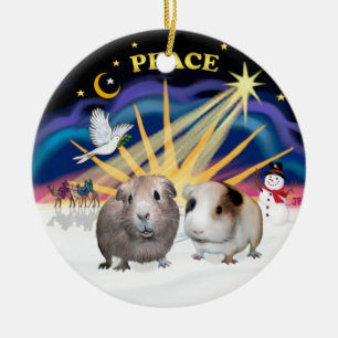 Ornement En Céramique La colombe de Noël - Deux cochons de Guinée (#1 et