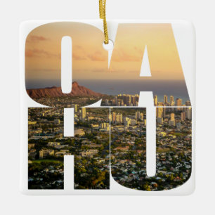 Ornement En Céramique La coutume 2 a dégrossi Noël d'Oahu Hawaï de photo