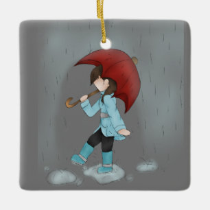 Ornement En Céramique La danse dans l'ornement de la pluie