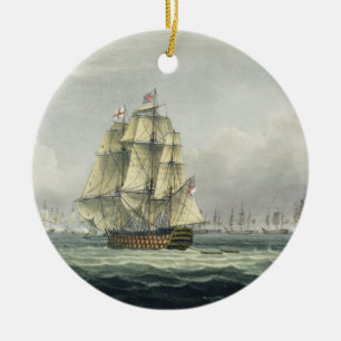 Ornement En Céramique La HMS Victory naviguant pour la ligne française