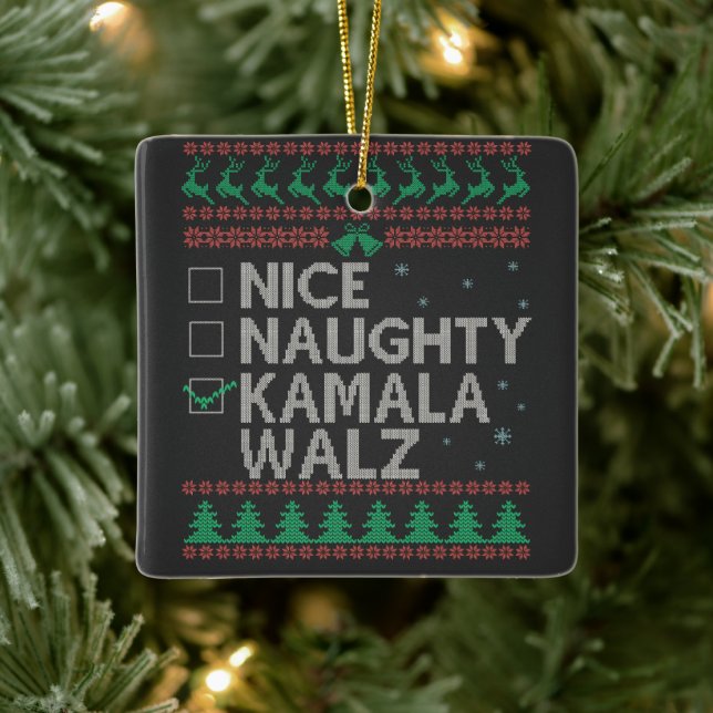 Ornement En Céramique La Kamala Harris Ugly Christmas Sweat Election (Arbre)