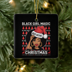 Ornement En Céramique La magie de la fille noire Joyeux Noël Afro-Améric
