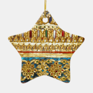 Ornement En Céramique La main fleurie a ouvré la céramique thaïlandaise