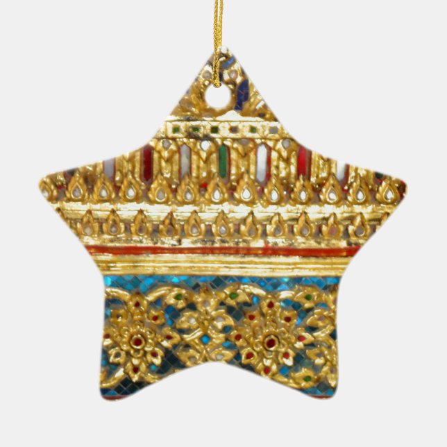 Ornement En Céramique La main fleurie a ouvré la céramique thaïlandaise (Devant)