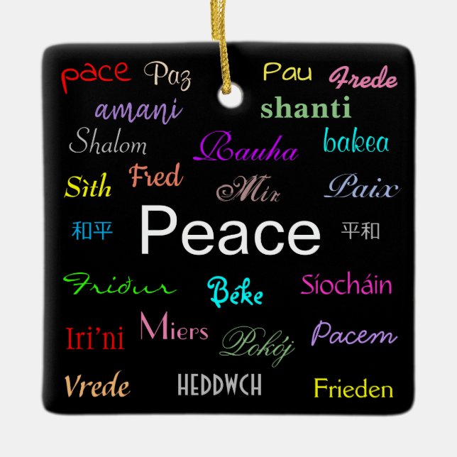 Ornement En Céramique La paix dans le monde en noir (Devant)