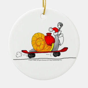 Ornement En Céramique La planche à roulettes de Père Noël