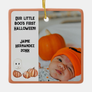 Ornement En Céramique La première belle photo d'Halloween de Little Boo