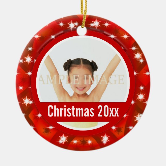 Ornement En Céramique La première photo de Noël personnalisent (Devant)