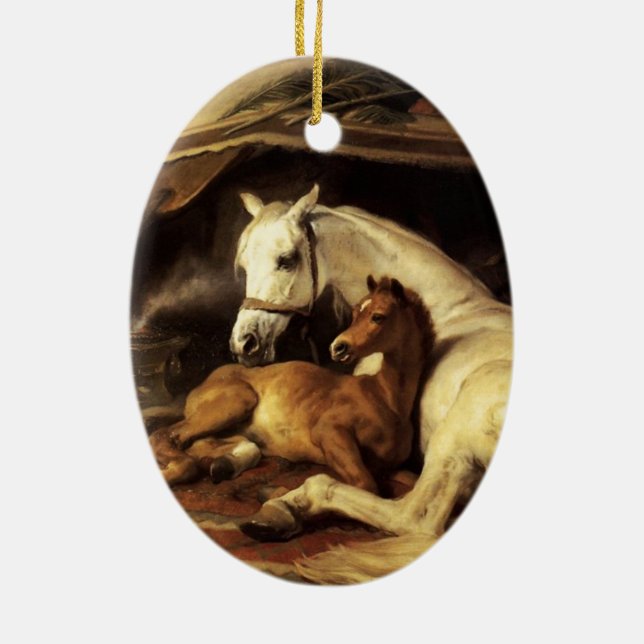 ORNEMENT EN CÉRAMIQUE LA TENTE ARABE AVEC CHEVAUX ET AUTRES ANIMAUX (Dos)