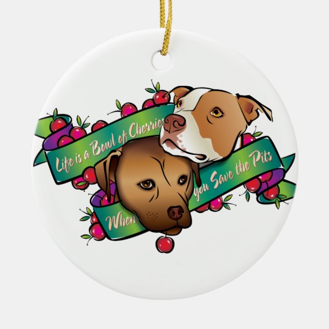 Ornement En Céramique La vie est un bol de cerises… (Devant)