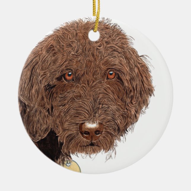 Ornement En Céramique Labradoodle au chocolat (Devant)