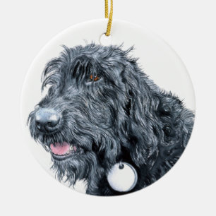 Ornement En Céramique Labradoodle noir