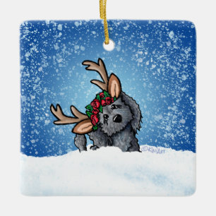 Ornement en céramique Labradoodle Reindeer