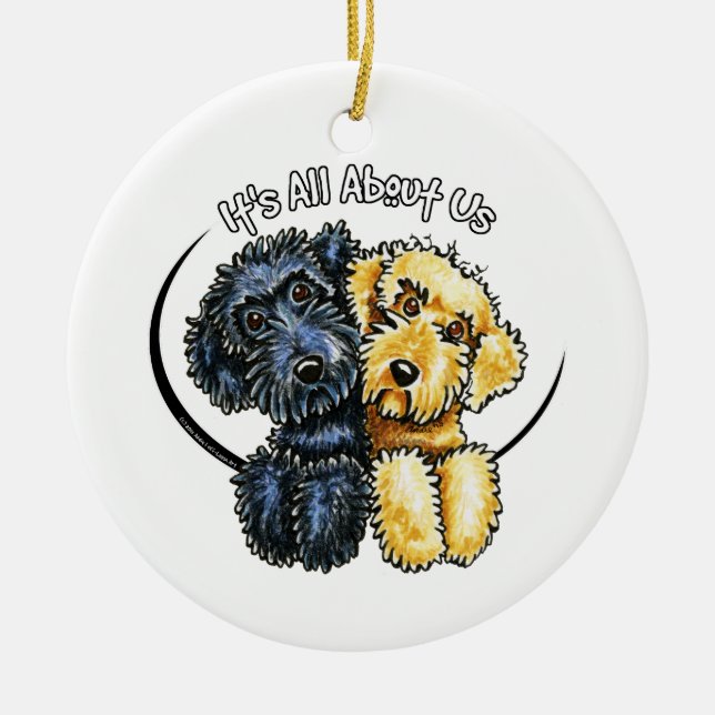 Ornement En Céramique Labradoodles Black Yellow IAAU (Devant)