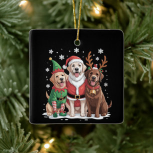 Ornement En Céramique Labrador Retriever Chiens de Noël Père Noël Renne