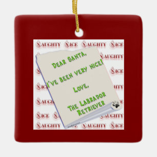Ornement En Céramique Labrador Retriever Naughty ou Nice Porte - clé