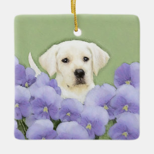 Ornement En Céramique Labrador Retriever Puppy Painting Original Chien A