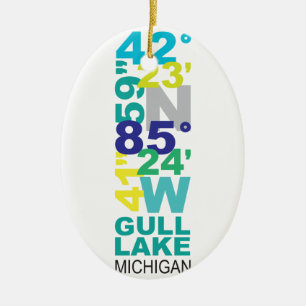 Ornement En Céramique Lac gull, coordonnées de MI - l'eau