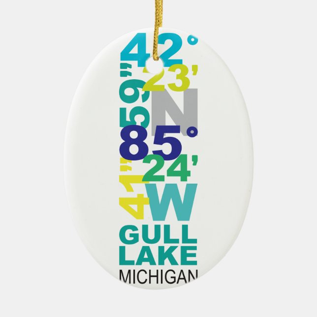 Ornement En Céramique Lac gull, coordonnées de MI - l'eau (Devant)