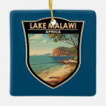 Ornement En Céramique Lake Malawi Afrique Travel Art Vintage<br><div class="desc">Design d'illustration vectorielle du lac Malawi. Le lac Malawi,  aussi connu sous le nom de lac Nyasa en Tanzanie et Lago Niassa au Mozambique,  est un grand lac africain.</div>