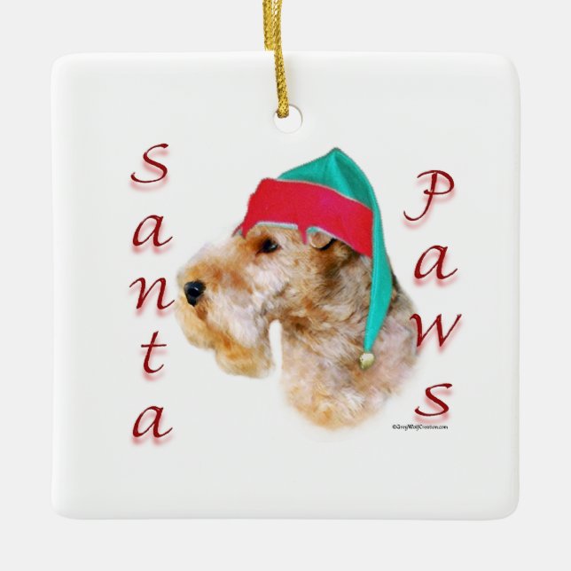 Ornement En Céramique Lakeland Terrier Père Noël Paws (Devant)
