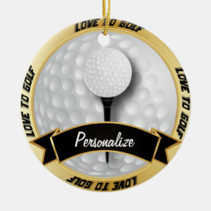Ornement En Céramique L'amour au golf dans le blanc   personnalisent