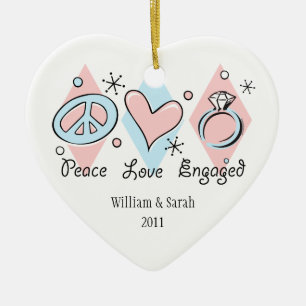 Ornement En Céramique L'amour de paix a engagé l'ornement personnalisé