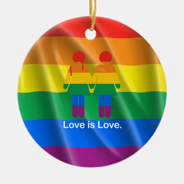 ORNEMENT EN CÉRAMIQUE L'AMOUR EST LE COUPLE LESBIEN D'AMOUR - .PNG (Devant)