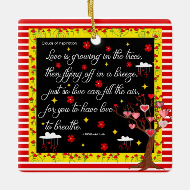 Ornement En Céramique L'amour grandit dans l'ornement des arbres (Devant)