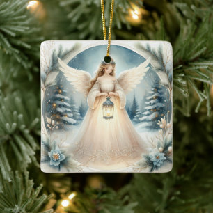 Ornement En Céramique L'ange céleste d'hiver Lanterne de l'Espoir