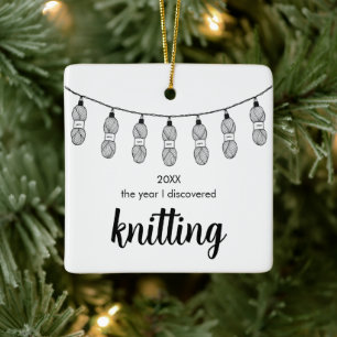 Ornement En Céramique L'année où j'ai découvert le tricot de Noël