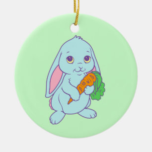 Ornement En Céramique Lapin de dessin animé mignon kawaii Carotte
