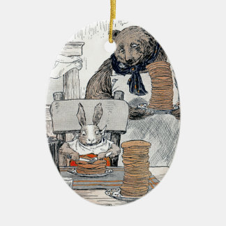 Ornement En Céramique Lapin mangeant le petit déjeuner de crêpe