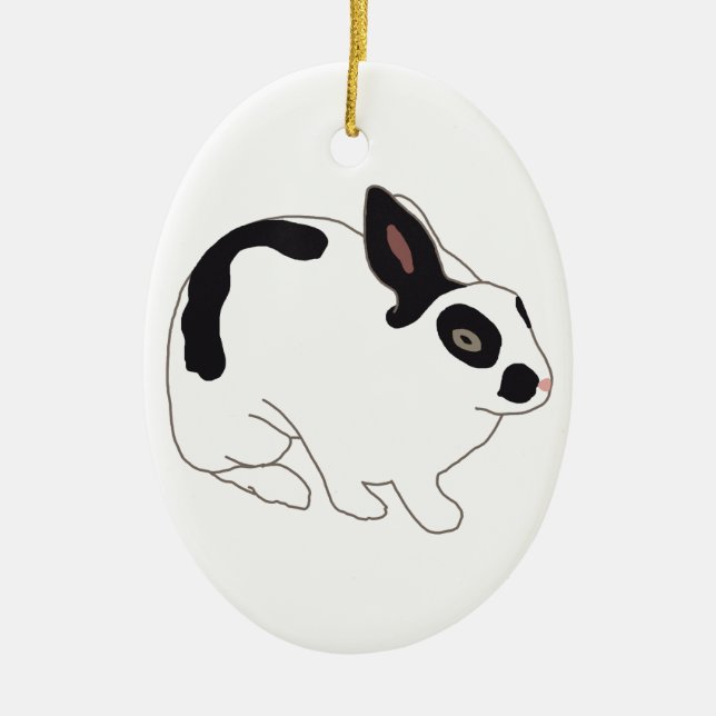 Ornement En Céramique Lapin noir et blanc (Devant)