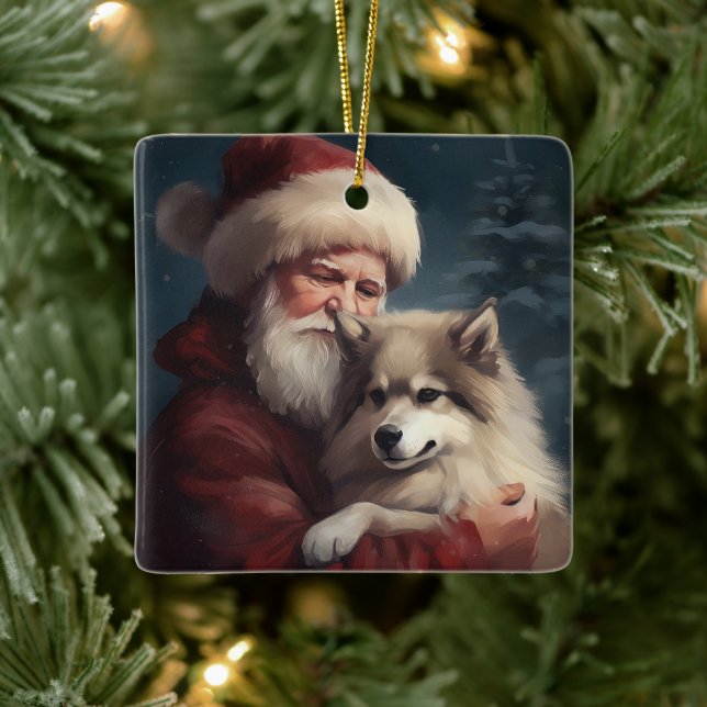 Ornement En Céramique Lapphund finlandais Noël festif du Père Noël (Arbre)