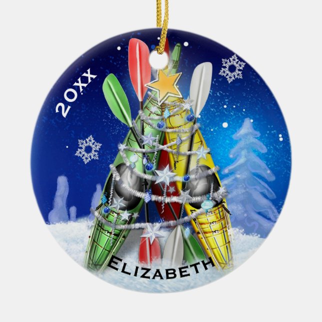 Ornement En Céramique L'arbre de Noël Kayak (Devant)