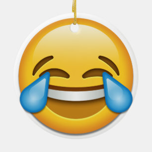 Ornement En Céramique Larmes Noël latéral drôle d'emoji de joie de