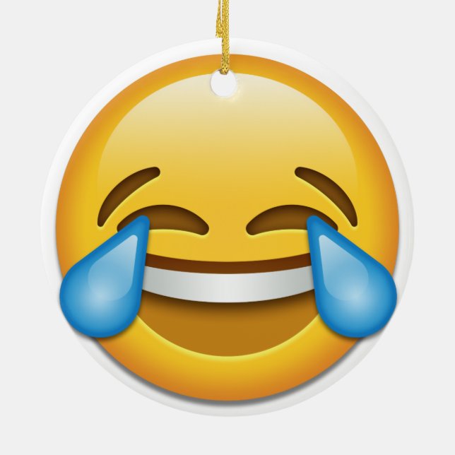 Ornement En Céramique Larmes Noël latéral drôle d'emoji de joie de (Dos)